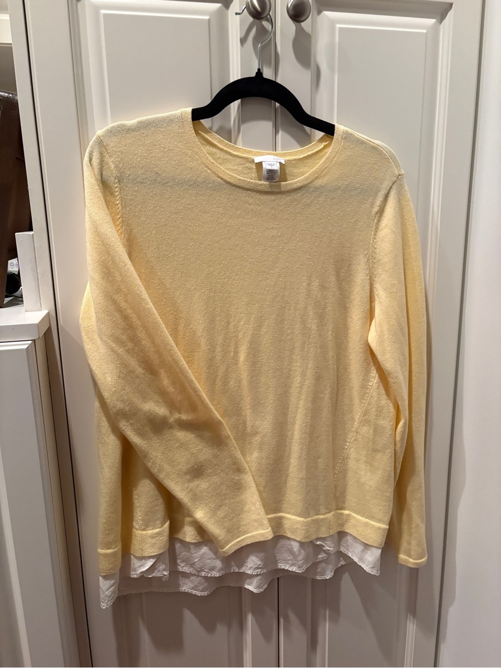 J. Jill Pale Yellow Layered-Hem Pullover Sweatshirt